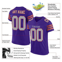 Load image into Gallery viewer, Custom Purple Gray-Orange Mesh Authentic Football Jersey
