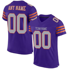Load image into Gallery viewer, Custom Purple Gray-Orange Mesh Authentic Football Jersey