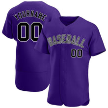 Load image into Gallery viewer, Custom Purple Black-Gray Authentic Baseball Jersey