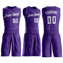 Load image into Gallery viewer, Custom Purple White Round Neck Suit Basketball Jersey