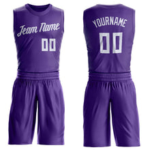 Load image into Gallery viewer, Custom Purple White Round Neck Suit Basketball Jersey