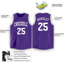Load image into Gallery viewer, Custom Purple White Round Neck Basketball Jersey