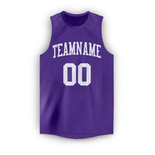 Load image into Gallery viewer, Custom Purple White Round Neck Basketball Jersey