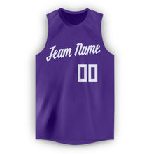 Load image into Gallery viewer, Custom Purple White Round Neck Basketball Jersey