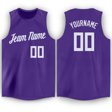Load image into Gallery viewer, Custom Purple White Round Neck Basketball Jersey