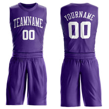 Load image into Gallery viewer, Custom Purple White Round Neck Suit Basketball Jersey