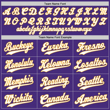 Load image into Gallery viewer, Custom Purple White-Gold Authentic Baseball Jersey