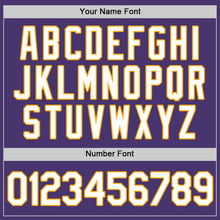 Load image into Gallery viewer, Custom Purple White-Gold Authentic Baseball Jersey