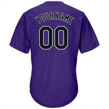 Load image into Gallery viewer, Custom Purple Black-Gray Authentic Throwback Rib-Knit Baseball Jersey Shirt