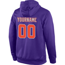 Load image into Gallery viewer, Custom Stitched Purple Orange-Gray Sports Pullover Sweatshirt Hoodie