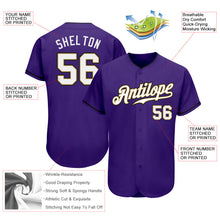 Load image into Gallery viewer, Custom Purple White-Old Gold Authentic Baseball Jersey