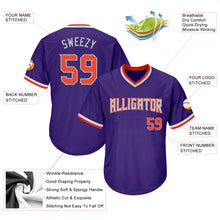 Load image into Gallery viewer, Custom Purple Orange-Gray Authentic Throwback Rib-Knit Baseball Jersey Shirt