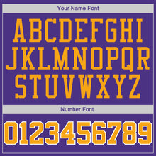 Load image into Gallery viewer, Custom Purple Gold-White Authentic Throwback Rib-Knit Baseball Jersey Shirt