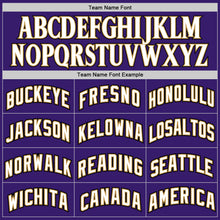 Load image into Gallery viewer, Custom Purple White-Old Gold Authentic Baseball Jersey