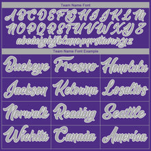 Load image into Gallery viewer, Custom Purple White-Silver Gray Authentic Throwback Basketball Jersey