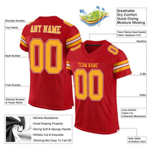 Load image into Gallery viewer, Custom Red Gold-White Mesh Authentic Football Jersey