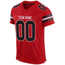 Load image into Gallery viewer, Custom Red Black-White Mesh Authentic Football Jersey