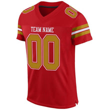 Load image into Gallery viewer, Custom Red Old Gold-White Mesh Authentic Football Jersey