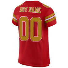 Load image into Gallery viewer, Custom Red Old Gold-White Mesh Authentic Football Jersey