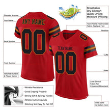 Load image into Gallery viewer, Custom Red Black-Old Gold Mesh Authentic Football Jersey