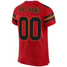 Load image into Gallery viewer, Custom Red Black-Old Gold Mesh Authentic Football Jersey