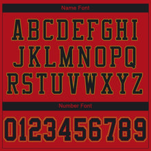 Load image into Gallery viewer, Custom Red Black-Old Gold Mesh Authentic Football Jersey