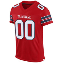 Load image into Gallery viewer, Custom Red White-Navy Mesh Authentic Football Jersey
