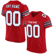 Load image into Gallery viewer, Custom Red White-Navy Mesh Authentic Football Jersey