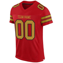 Load image into Gallery viewer, Custom Red Old Gold-Black Mesh Authentic Football Jersey