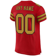 Load image into Gallery viewer, Custom Red Old Gold-Black Mesh Authentic Football Jersey