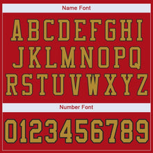 Load image into Gallery viewer, Custom Red Old Gold-Black Mesh Authentic Football Jersey