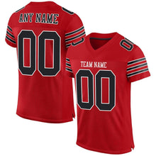 Load image into Gallery viewer, Custom Red Black-White Mesh Authentic Football Jersey