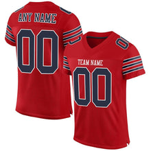 Load image into Gallery viewer, Custom Red Navy-White Mesh Authentic Football Jersey