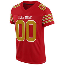 Load image into Gallery viewer, Custom Red Old Gold-White Mesh Authentic Football Jersey