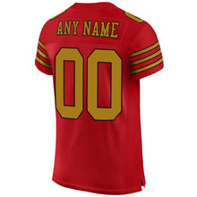 Load image into Gallery viewer, Custom Red Old Gold-Black Mesh Authentic Football Jersey
