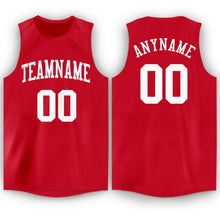 Load image into Gallery viewer, Custom Red White Round Neck Basketball Jersey