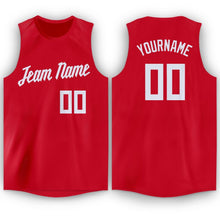Load image into Gallery viewer, Custom Red White Round Neck Basketball Jersey