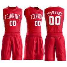 Load image into Gallery viewer, Custom Red White Round Neck Suit Basketball Jersey