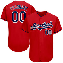 Load image into Gallery viewer, Custom Red Navy-White Authentic Baseball Jersey