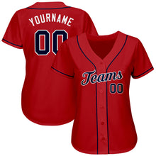 Load image into Gallery viewer, Custom Red Navy-White Authentic Baseball Jersey