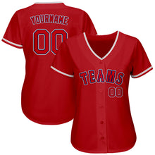 Load image into Gallery viewer, Custom Red Red-Navy Authentic Baseball Jersey