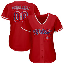 Load image into Gallery viewer, Custom Red Red-Navy Authentic Baseball Jersey