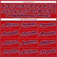 Load image into Gallery viewer, Custom Red Red-Navy Authentic Baseball Jersey