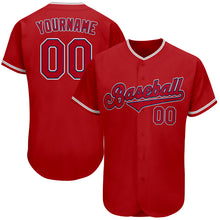 Load image into Gallery viewer, Custom Red Red-Navy Authentic Baseball Jersey