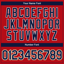 Load image into Gallery viewer, Custom Red Navy-Old Gold Authentic Baseball Jersey