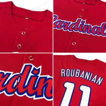 Load image into Gallery viewer, Custom Red Navy-Old Gold Authentic Baseball Jersey