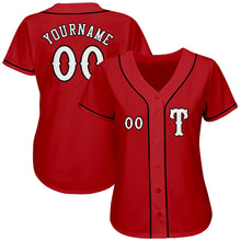 Load image into Gallery viewer, Custom Red White-Black Authentic Baseball Jersey