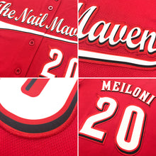 Load image into Gallery viewer, Custom Red White-Black Authentic Baseball Jersey