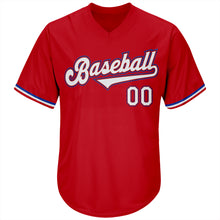 Load image into Gallery viewer, Custom Red White-Royal Authentic Throwback Rib-Knit Baseball Jersey Shirt
