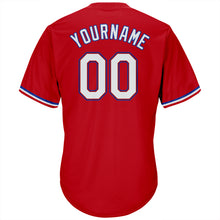 Load image into Gallery viewer, Custom Red White-Royal Authentic Throwback Rib-Knit Baseball Jersey Shirt
